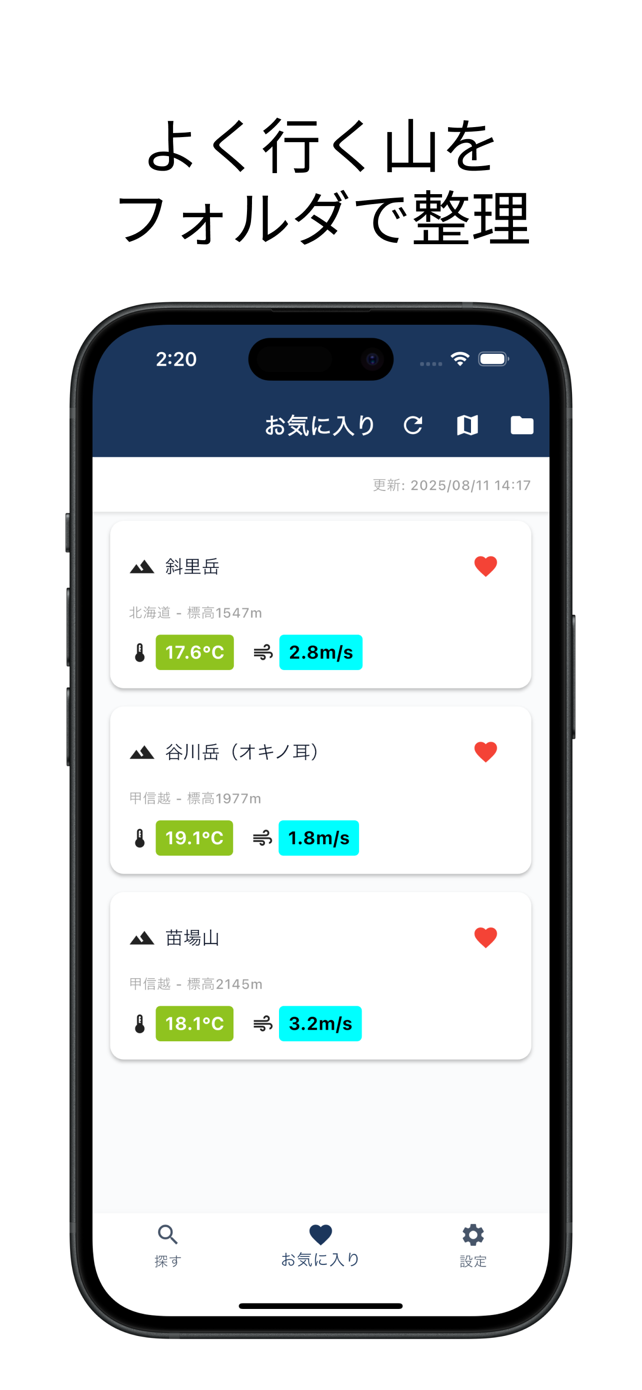 お気に入り+リスト表示画面